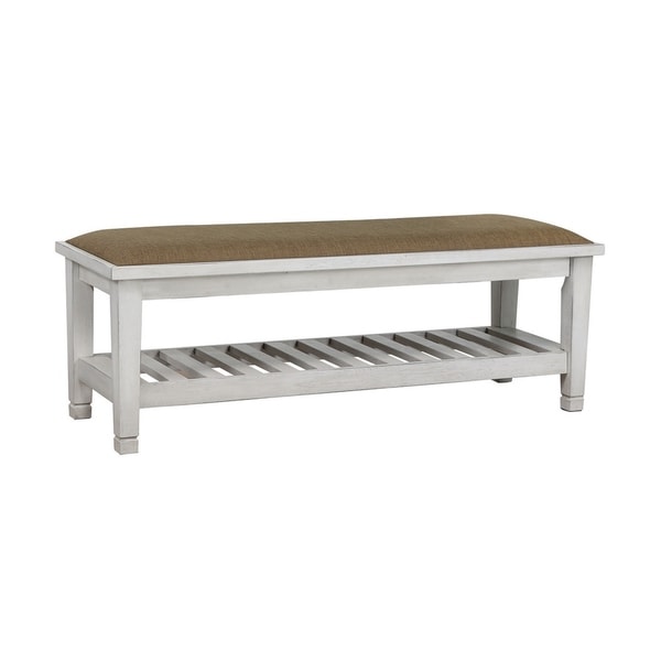 Shop Arcadia Antique White Upholstered Bench Free