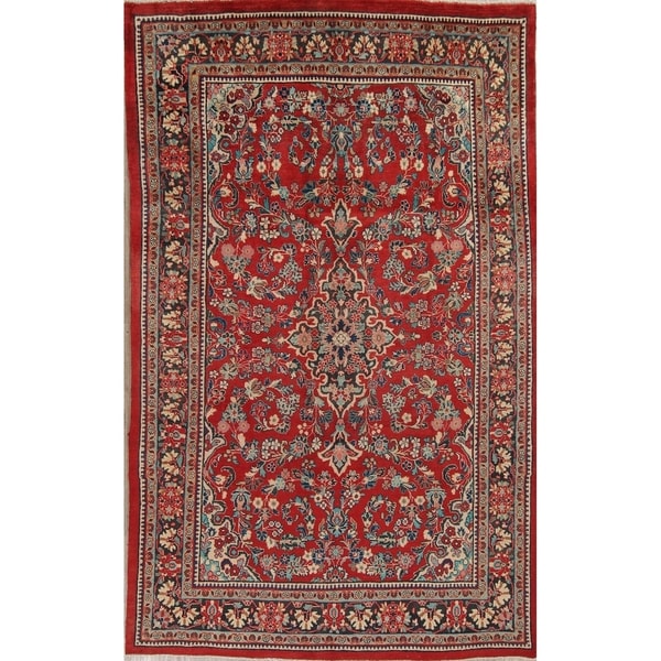 Sarouk Floral Hand-Knotted Wool Persian Oriental Area Rug - 10'2" x 6'7"