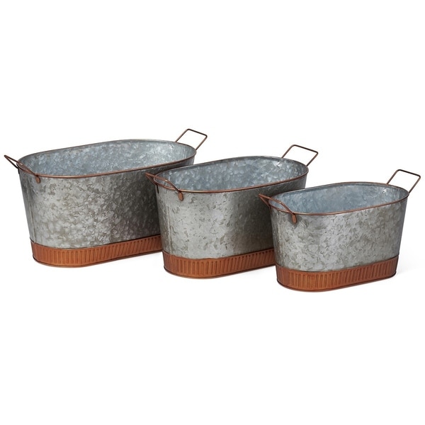 Linette Galvanized Planters - Set of 3