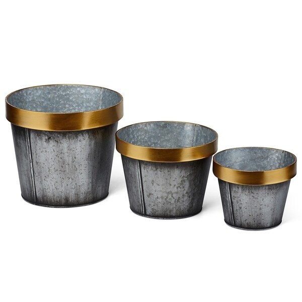 Yvonne Galvanized Planters - Set of 3