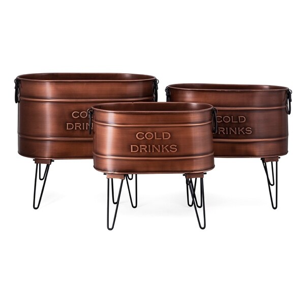 Jaxson Copper Oval Beverage Tub - Set of 3