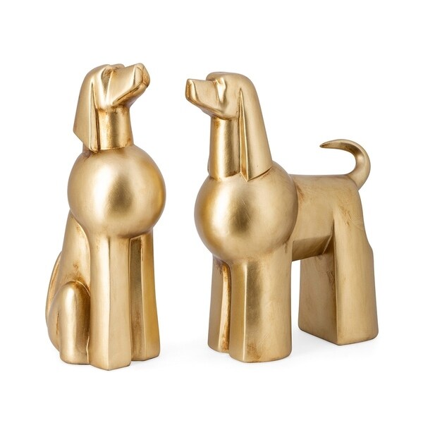 Surrey Gold Dog Statuaries - Set of 2