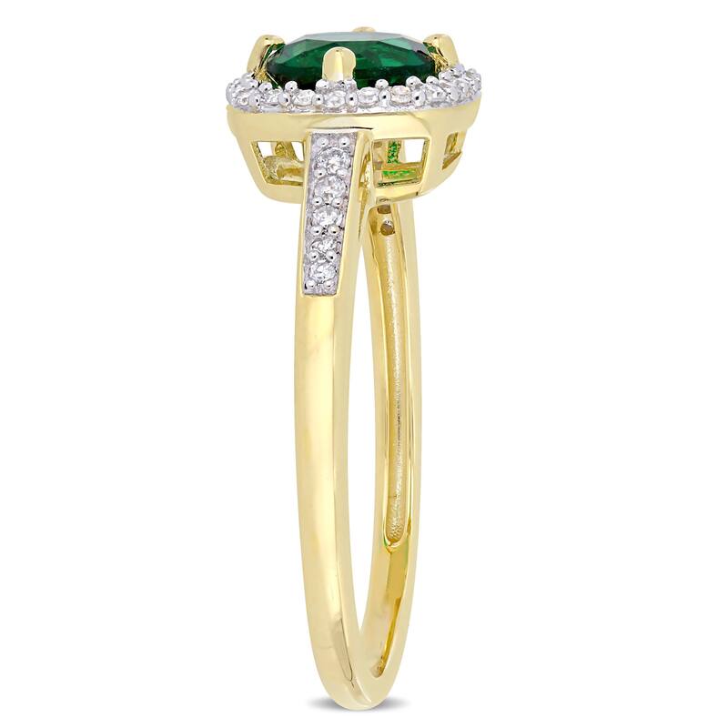 Miadora 10k Yellow Gold Created Emerald and 1/3ct TDW Diamond Floating Halo Jewelry Set