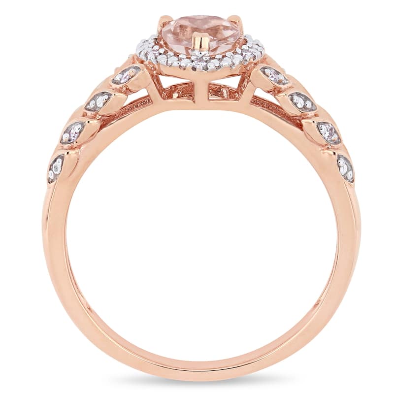 Miadora 10k Rose Gold Morganite and 1/10ct TDW Diamond Heart Halo Jewelry Set