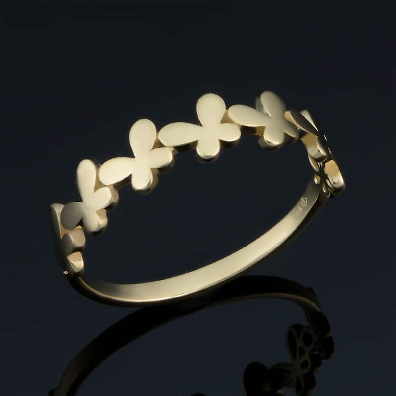 14k Yellow Gold Butterfly Ring (size 4-7)