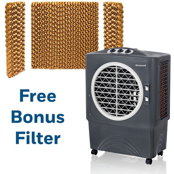 1062 CFM Indoor/Outdoor Evaporative Air Cooler (Swamp Cooler) with Mechanical Controls in Gray with Bonus Replacement Filters