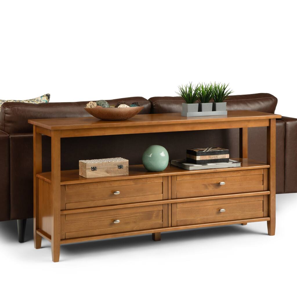 WYNDENHALL Norfolk SOLID WOOD 60 inch Wide Transitional Wide Console Sofa Table - 60 x 16 x 30