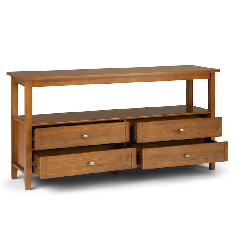 WYNDENHALL Norfolk SOLID WOOD 60 inch Wide Transitional Wide Console Sofa Table - 60 x 16 x 30