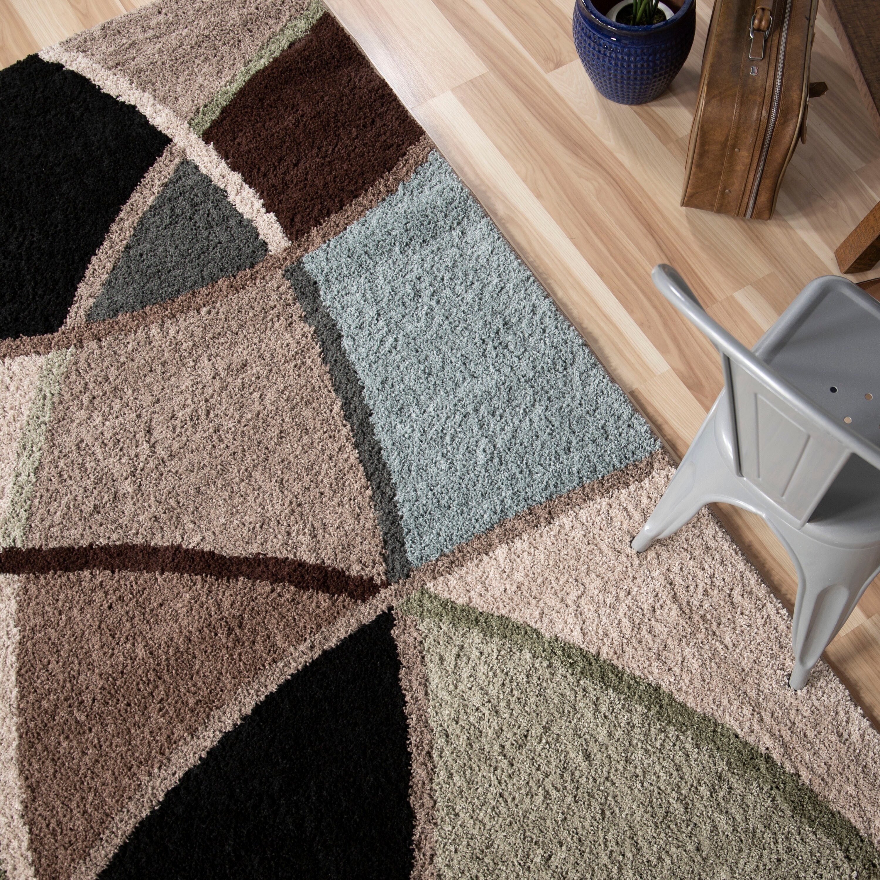 Shop Orian Shag Ri La Divulge Blue Area Rug 5 X 7 5 X 7 Overstock 27759301