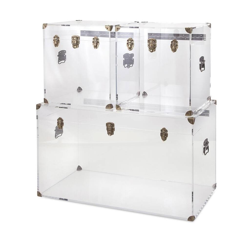 Preston Acrylic Coffee Table and Accent Trunks - Set of 3