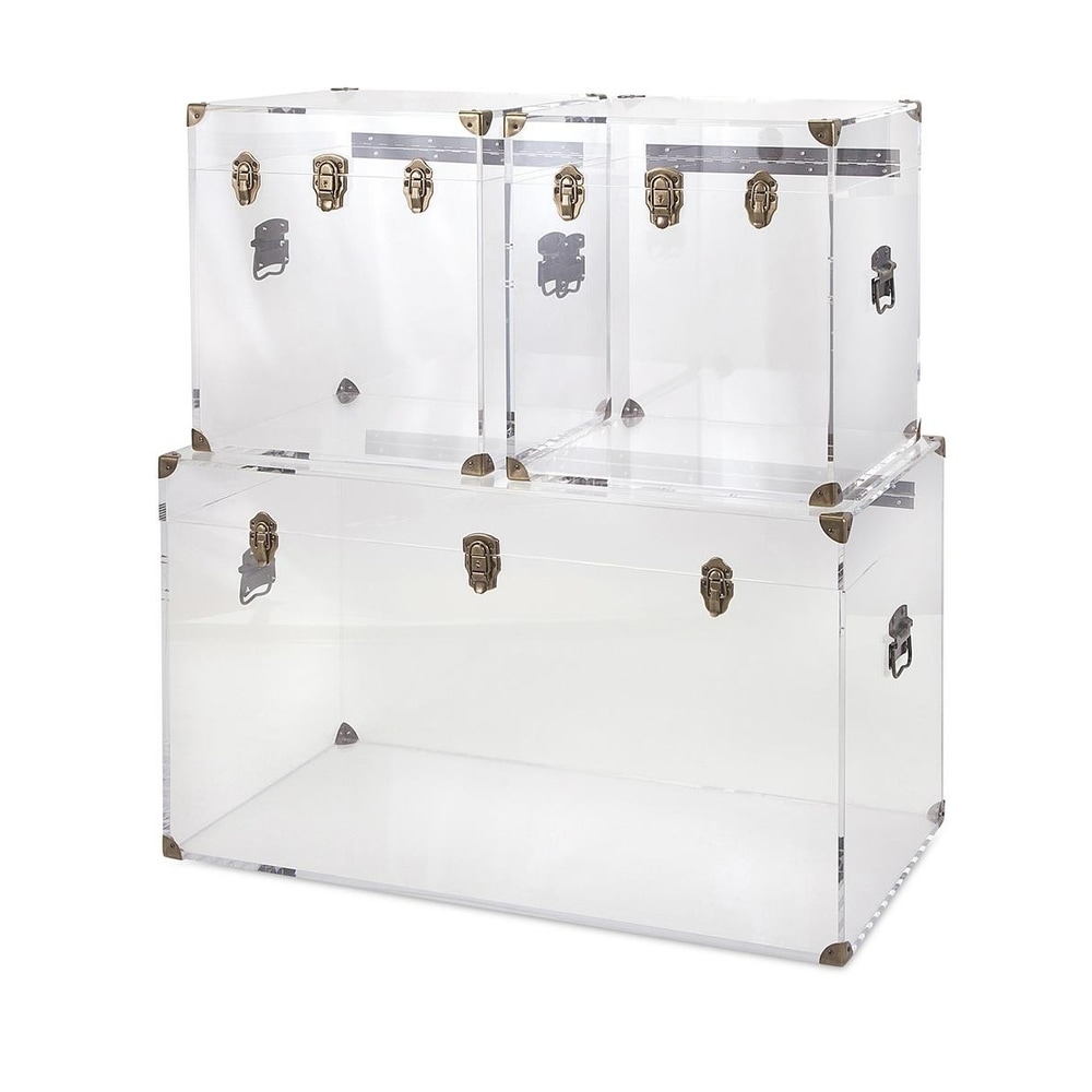 Imax Preston Clear Acrylic Coffee Table and Accent Trunks (Set of 3)