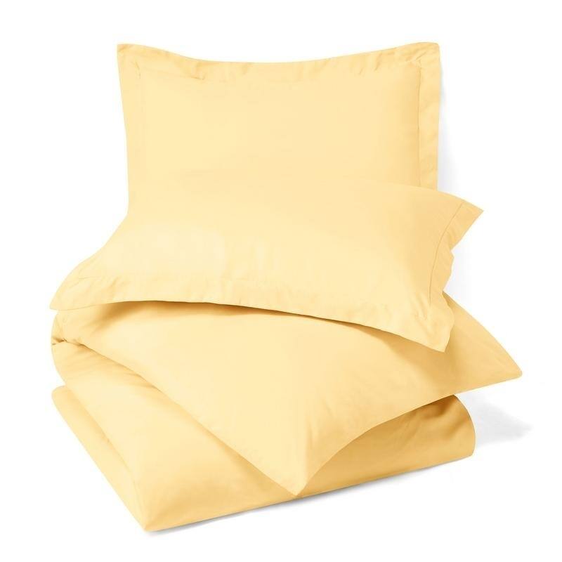 Nestl Buttoned Comforter Cover and Pillow Sham Set - Full - Vanille Yellow