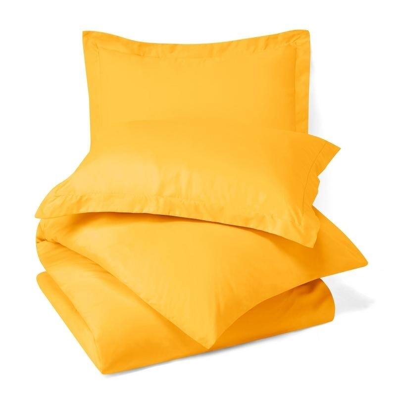 Nestl Buttoned Comforter Cover and Pillow Sham Set - King - Yellow