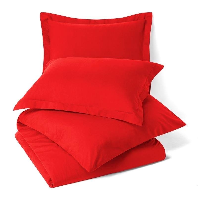 Nestl Buttoned Comforter Cover and Pillow Sham Set - King - Cherry Red