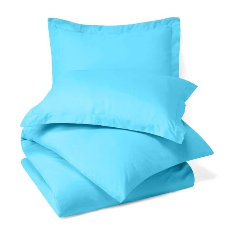 Nestl Buttoned Comforter Cover and Pillow Sham Set - Twin - Beach Blue