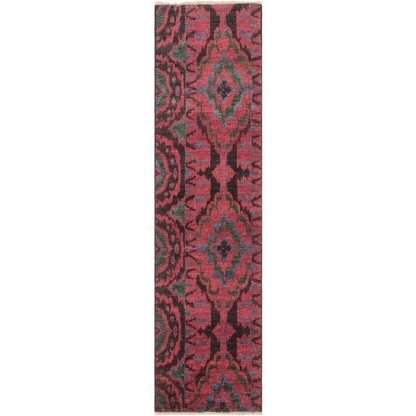 eCarpetGallery Hand-knotted Shalimar Dark Pink Wool Rug - 2'8 x 10'4