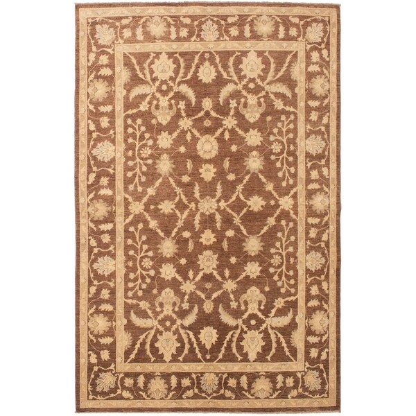 eCarpetGallery Hand-knotted Peshawar Oushak Brown Wool Rug - 6'0 x 9'1