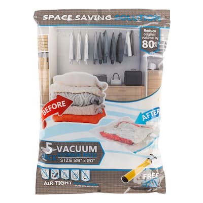 5 Vacuum Storage Bags-Space Saving Air Tight Compression-Shrink Closet Clutter Store, Organize Clothes, Linens by Lavish Home