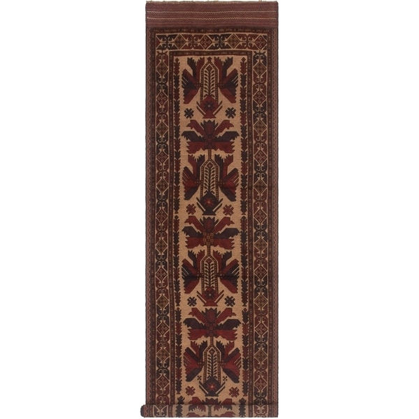 eCarpetGallery Hand-knotted Tajik Caucasian Red, Tan Wool Rug - 2'11 x 11'9