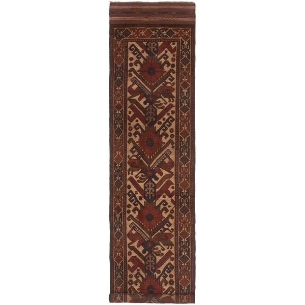 eCarpetGallery Hand-knotted Tajik Caucasian Cream, Red Wool Rug - 2'6 x 12'1