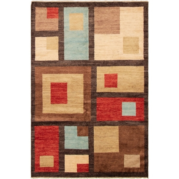 eCarpetGallery Hand-knotted Finest Ziegler Chobi Cream, Dark Brown Wool Rug - 5'8 x 8'5