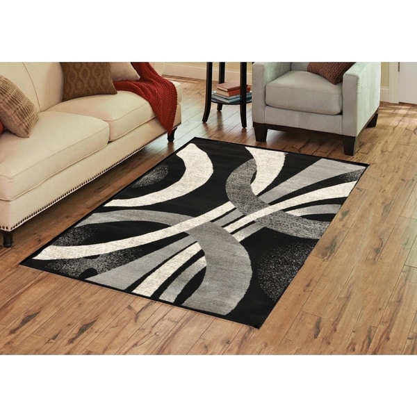 Alida Lopped Area Rug 6100 Gray-Black 4' x 5' - 4' x 5'