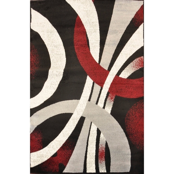 Alida Lopped Area Rug 6100 Red-Black 4' x 5' - 4' x 5'