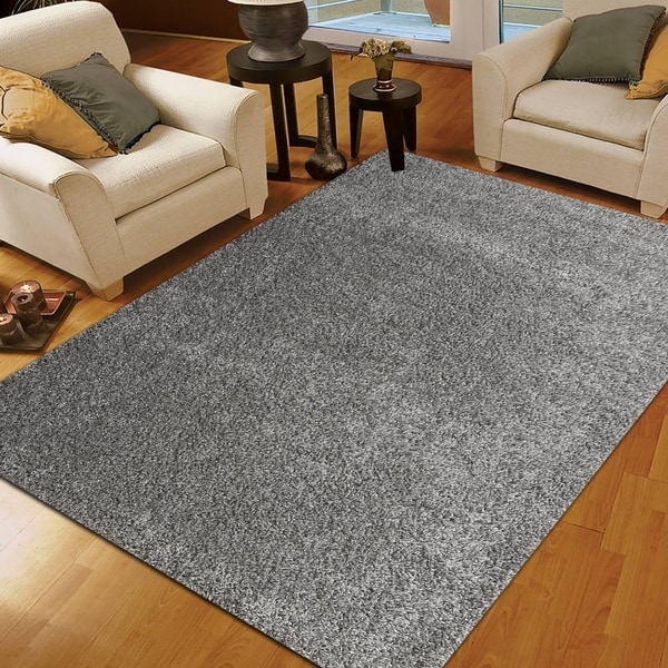 Moon Solid Shag Modern Plush Colors and Sizes Gray 8' x 10' - 8' x 10'