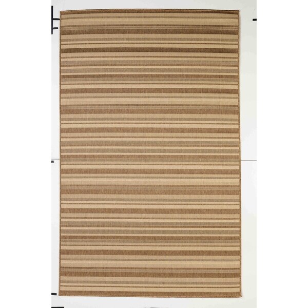 Stripes Indoor/Outdoor Rugs Flatweave Contemporary Patio, Pool, Camp and Picnic Carpets FW 575 Dark Brown 2' x 3.6' - 2' x 3.6'