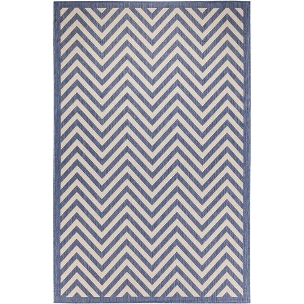 Chevron Indoor/Outdoor Rugs Flatweave Contemporary Patio, Pool, Camp and Picnic Carpets FW 801 Dark Blue 4' x 6' - 4' x 6'