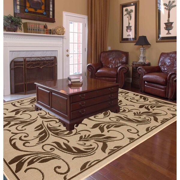 Breeze Indoor/Outdoor Rugs Flatweave Contemporary Patio, Pool, Camp and Picnic Carpets FW 558 Beige/L.Choco 2' x 3.6'