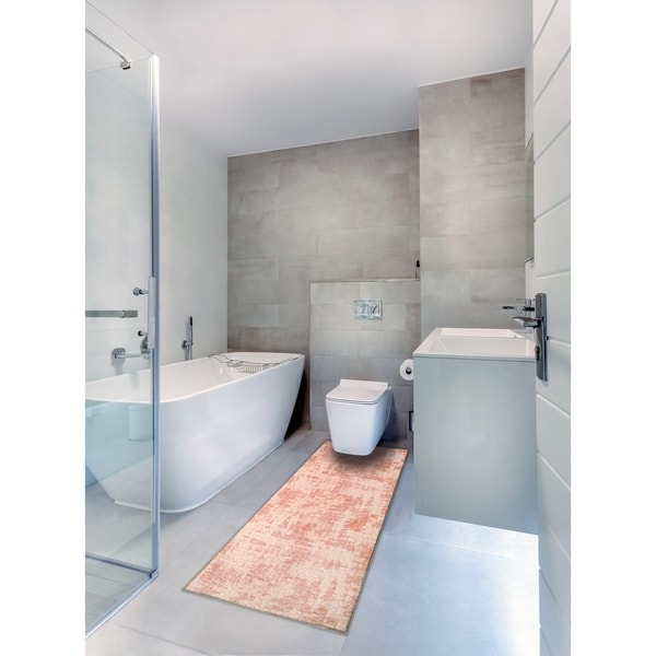 Bath 1-set 24x60" Newruz Print Mat Absorbent Soft Kitchen Floor Area Rug Non-slip Carpet Pink-Light Pink - 2' x 5'