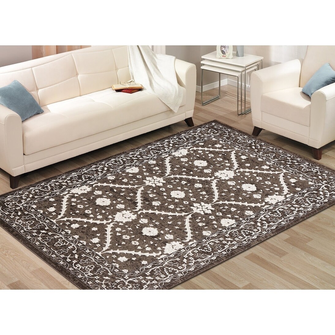 Shop Contemporary Transitional Area Rug Zara 300 Brown 8 X 10 2 X 3 Overstock 27775952