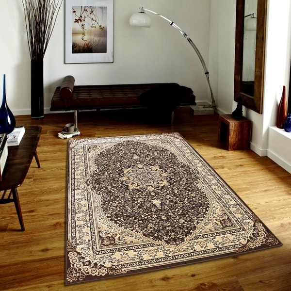 Persian Style Traditional Oriental Medallion Area Rug Empire 700 Beige 2' x 3' - 2' x 3'