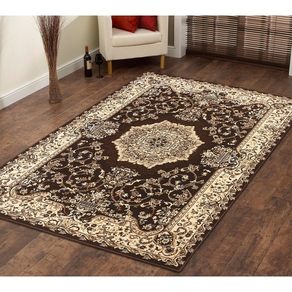 Persian Style Traditional Oriental Medallion Area Rug Empire 100 Beige 5' x 7' - 5' x 7'