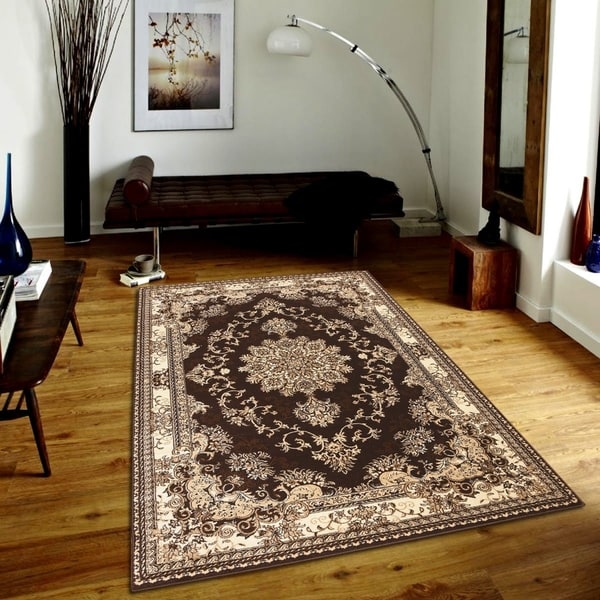 Persian Style Traditional Oriental Medallion Area Rug Empire 250 Beige 2' x 3' - 2' x 3'
