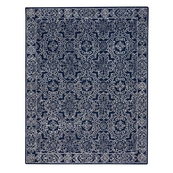 Capel Rugs Colrain Dark Blue Hand Tufted Rectangle Area Rug Capel Rugs Colrain Dark Blue Hand