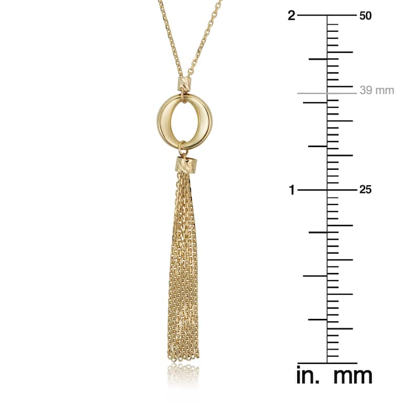 14k Yellow Gold Diamond Cut Tassel Drop Necklace (adjusts to 17 or 18 Inches)