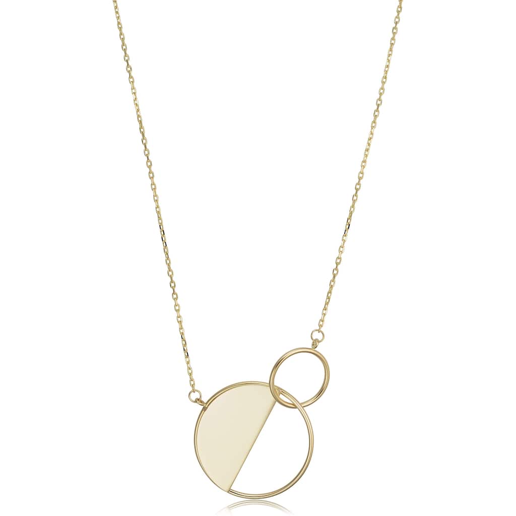 14k Yellow Gold Interlocking Circle Geometric Necklace (17 inches)