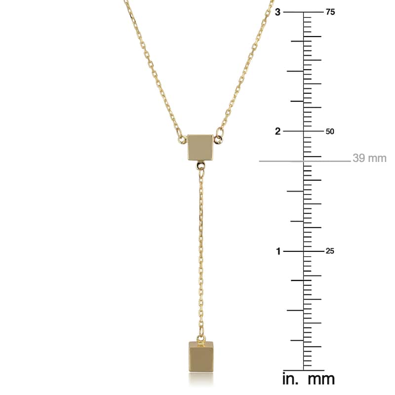 14k Yellow Gold or Rose Gold Cube Station Adjustable Drop Necklace (adjusts to 17 or 18 inches)