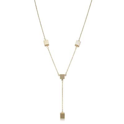 14k Yellow Gold or Rose Gold Cube Station Adjustable Drop Necklace (adjusts to 17 or 18 inches)