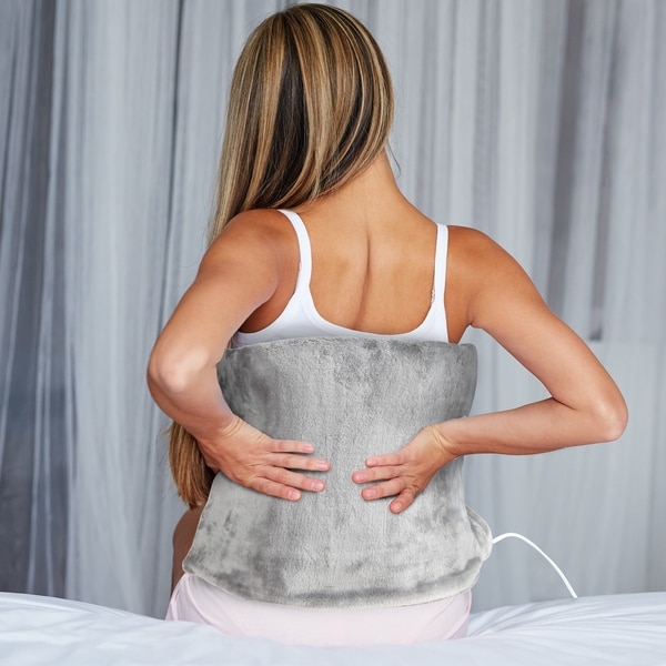 Electric Heating Pad with 8 Heat and 4 Timer Settings, Machine Washable Cover and 9.5 Foot Cord-Plush Heat Pack by Bluestone