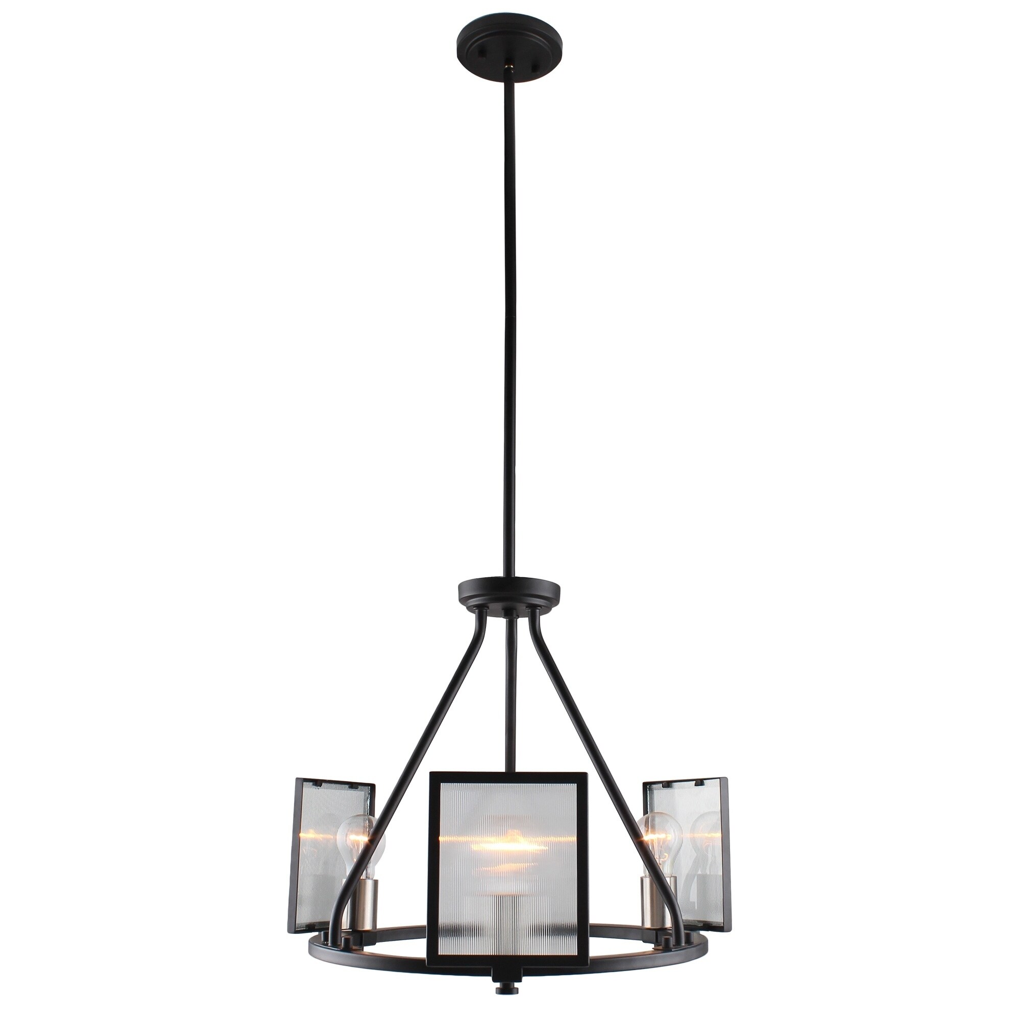 Eglo Henessy 3-Light Chandelier W/ Black and Brushed Nickel Finish - Chandeliers For Bedrooms by Overstock.com