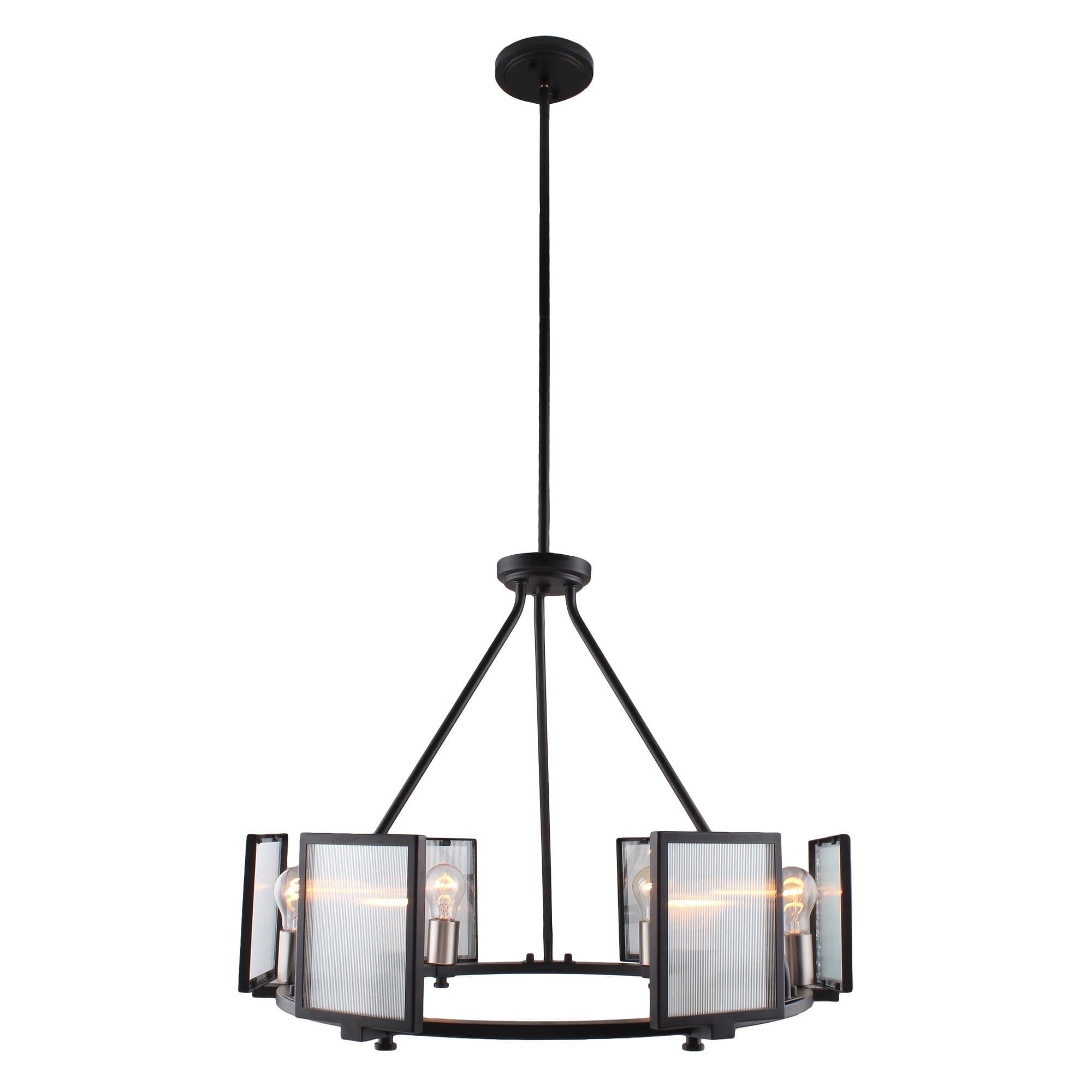 Eglo Henessy 6-Light Chandelier W/ Black and Brushed Nickel Finish - Chandeliers For Bedrooms by Overstock.com