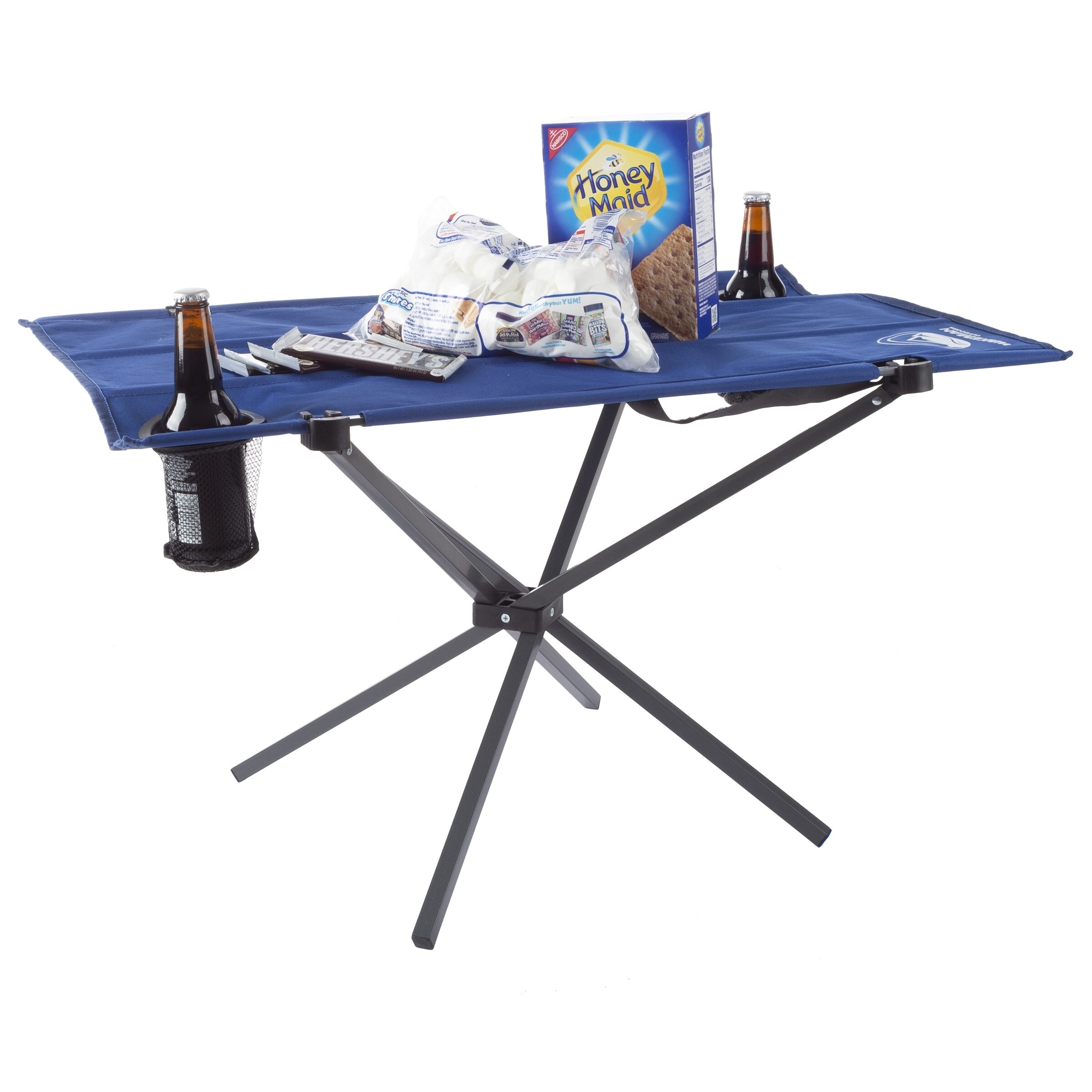 Outdoor Camp Folding Table- 2 Cupholders, Carrying Bag-For Camping, Picnic,  Sporting Events and More by Wakeman Outdoors (Blue) - On Sale - Bed Bath &  Beyond - 27778013