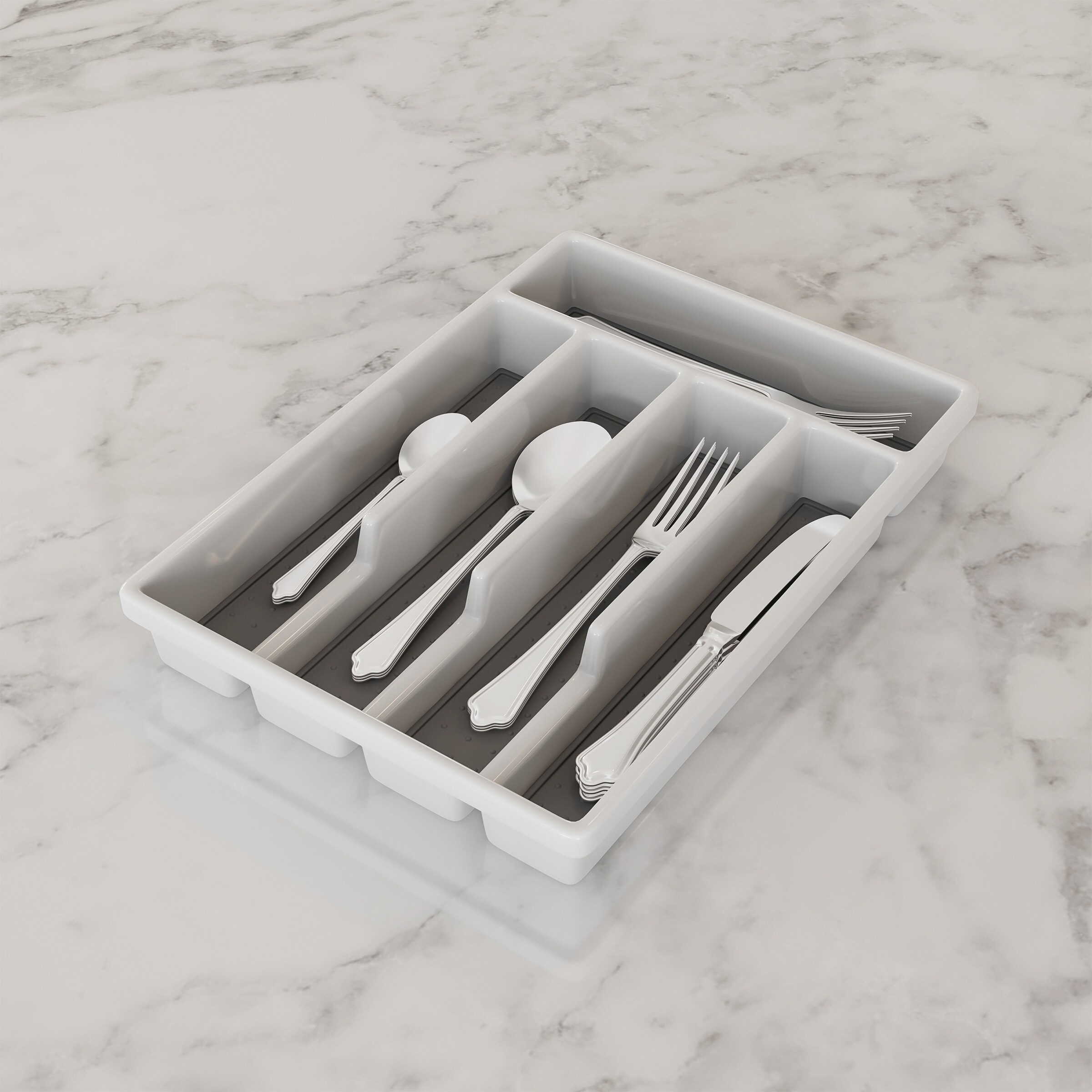Shop Lavish Home White Plastic 5 Compartment Silverware Organizer