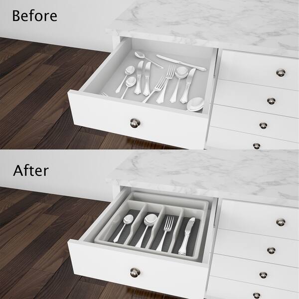 Shop Lavish Home White Plastic 5 Compartment Silverware Organizer
