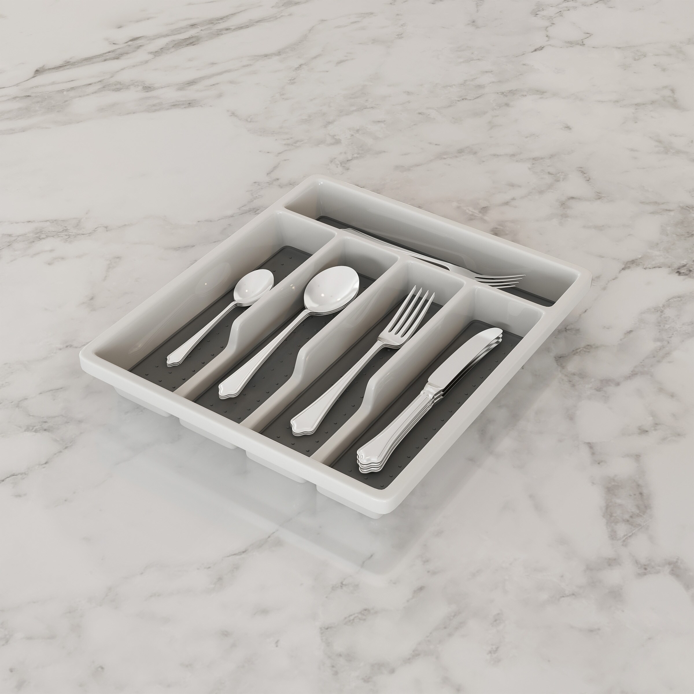 Shop Lavish Home White Plastic 5 Compartment Silverware Organizer