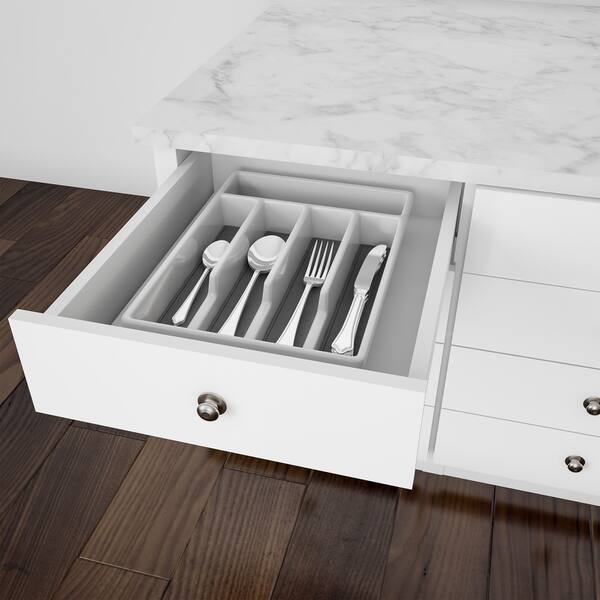 Shop Lavish Home White Plastic 5 Compartment Silverware Organizer