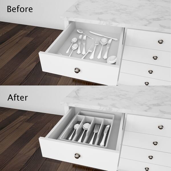 Shop Lavish Home White Plastic 5 Compartment Silverware Organizer